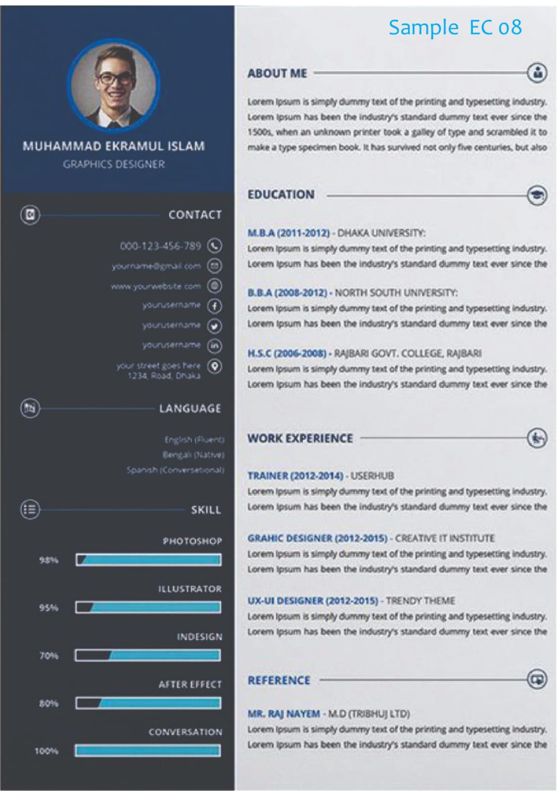 Modern Professional Resume Template Price Starting From PKR-1500
